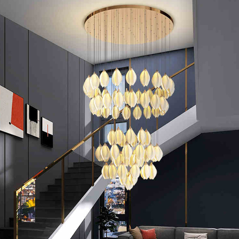 Ceramic Petal Stairwell Chandelier Light