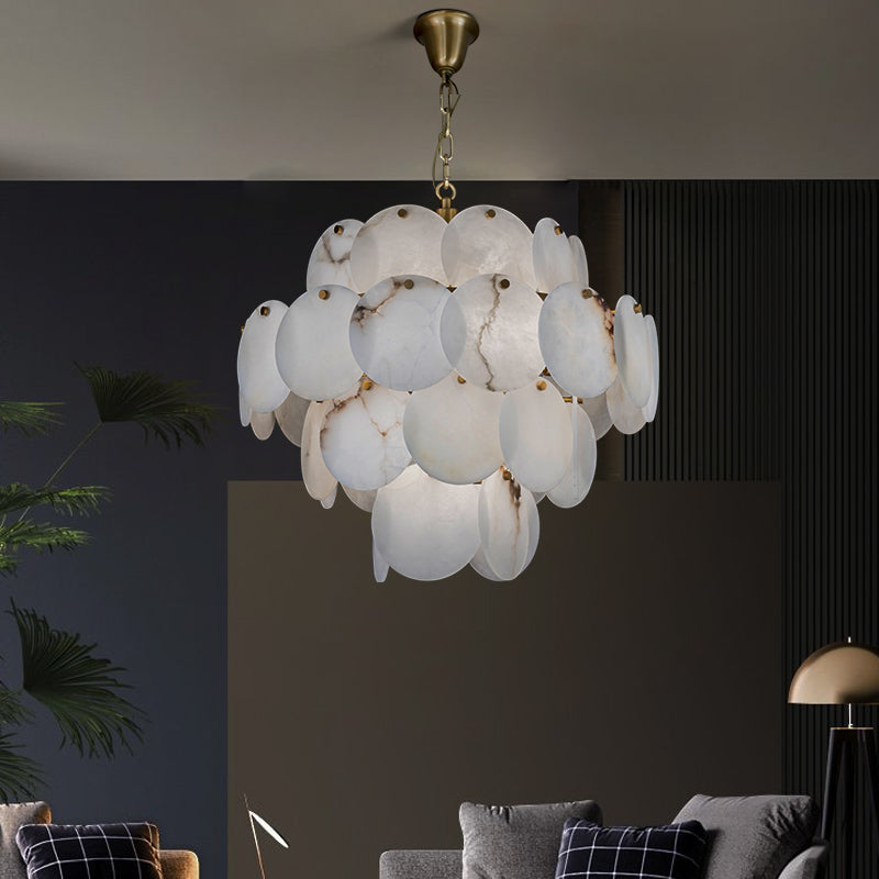 Celestia Modern Round Alabaster Chandelier Light, Luxurious Round Chandelier