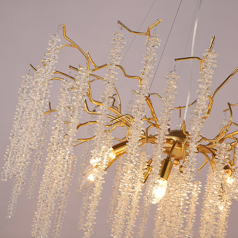Gold Crystal Tree Branch Chandeliers Lighting 31.5"D