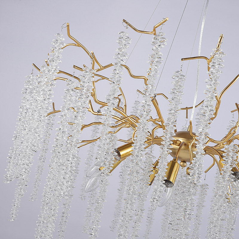 Gold Crystal Tree Branch Chandeliers Lighting 31.5"D