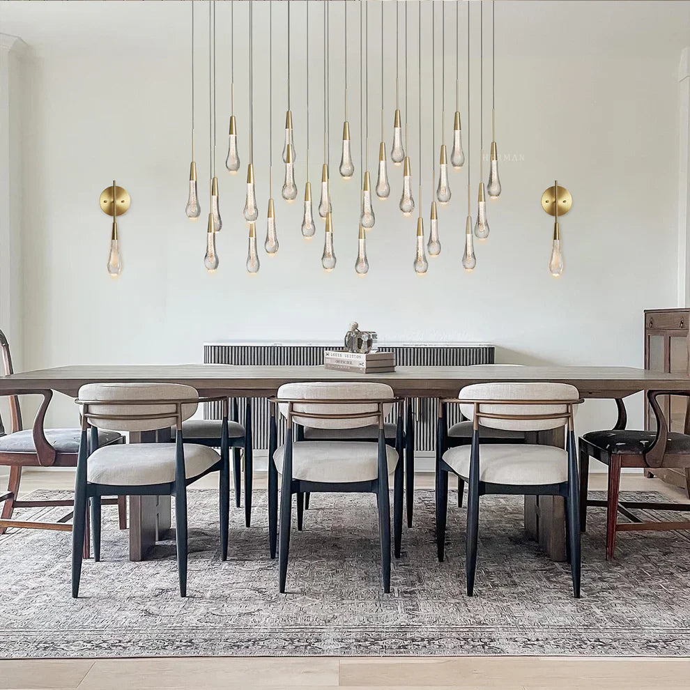 Rain Glass Solitaire Linear Chandelier