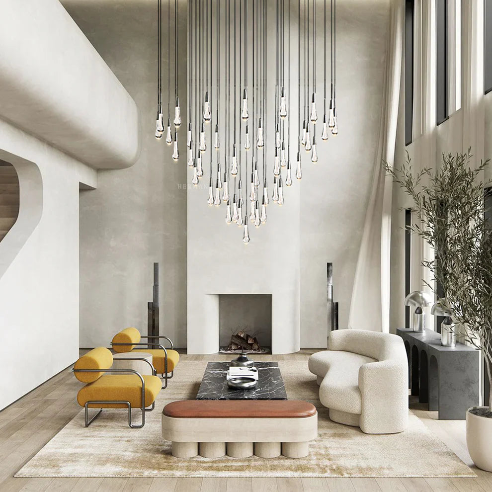 Rain Glass Round Solitaire Chandelier