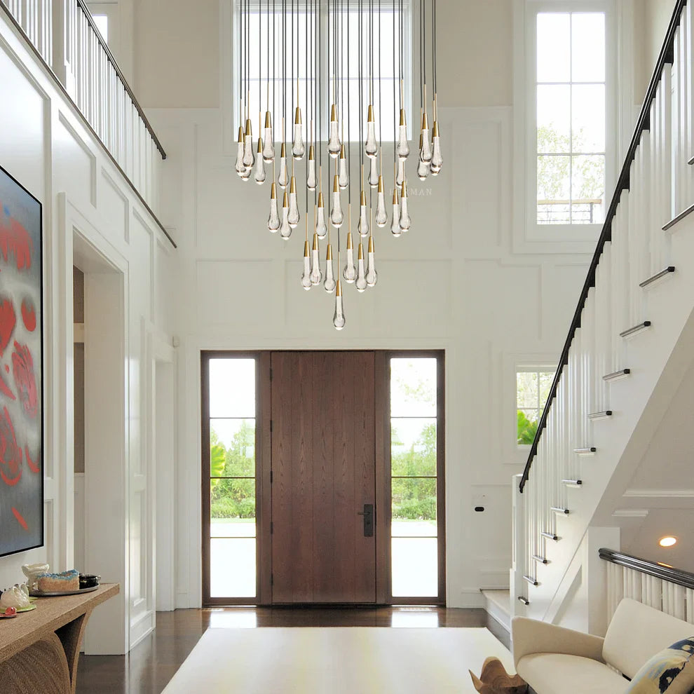 Rain Glass Round Solitaire Chandelier