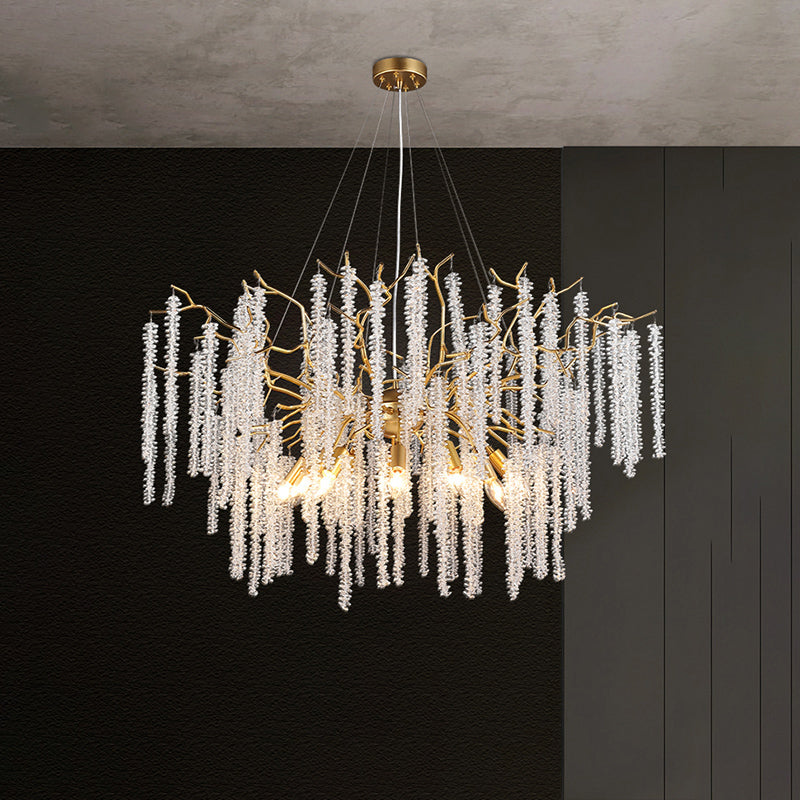 Crystal Chandeliers Luxury Kitchen Island, 39.4" D Round Gold Tree Branch Chandelier