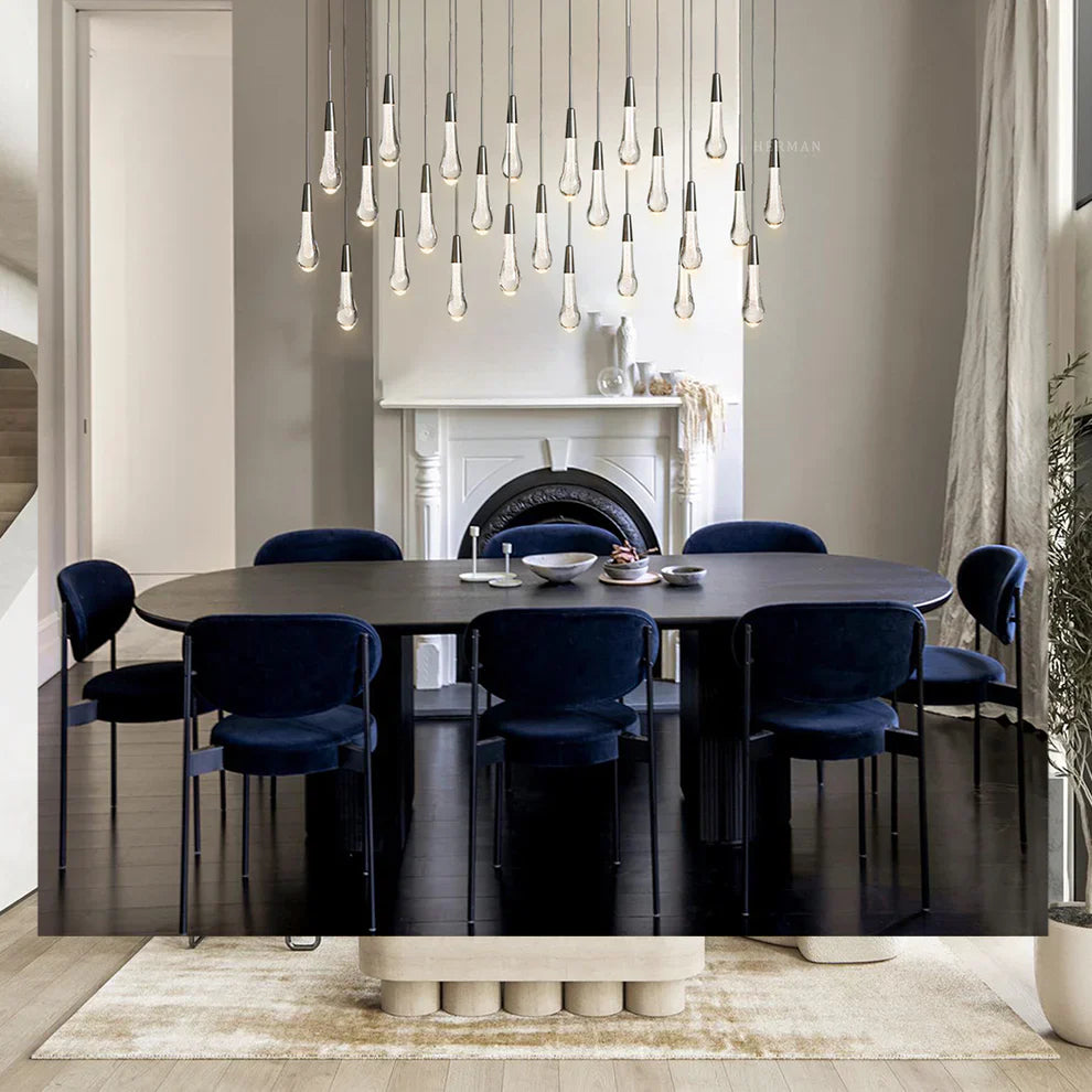 Rain Glass Solitaire Linear Chandelier