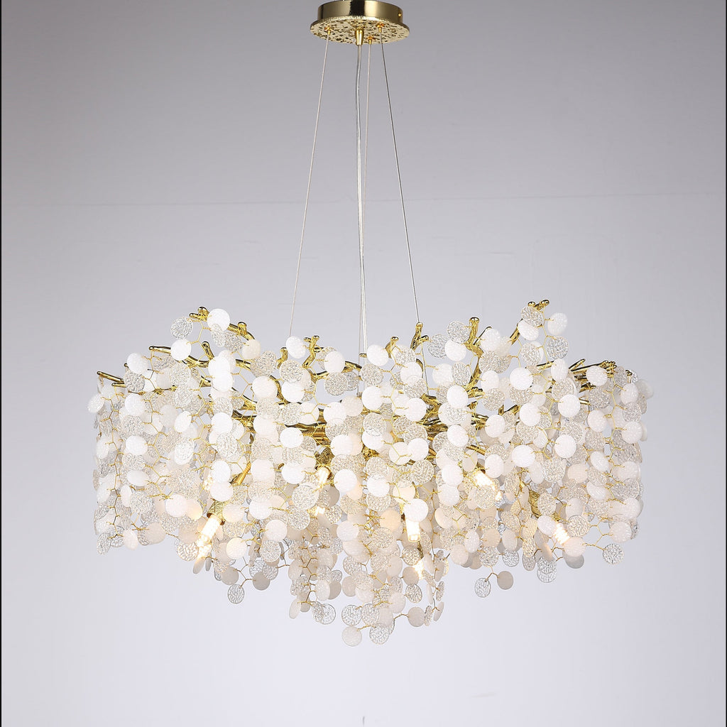 Flavia Modern Gold Blossom Crystal Oval Branch Chandelier For Living Room