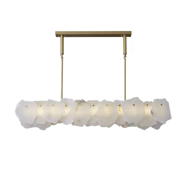 Glow Alabaster Oval Chandelier with Rod, Dining Room Chandelier