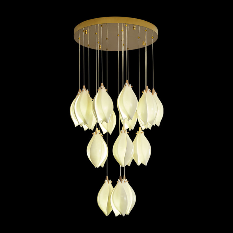 Ceramic Petal Stairwell Chandelier Light