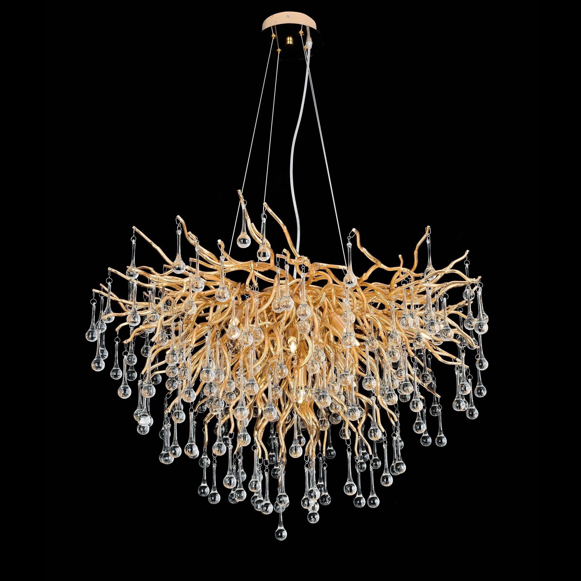 Livio Branching Brass Round Teardrop Chandelier
