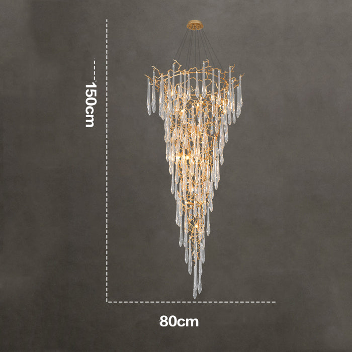 Amboise Crystal Droplet Branch Staircase Chandelier