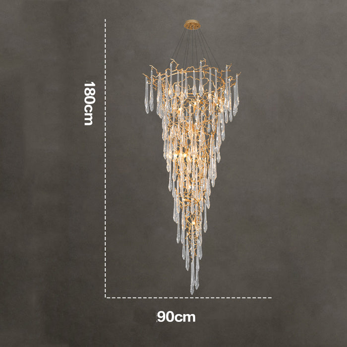 Amboise Crystal Droplet Branch Staircase Chandelier