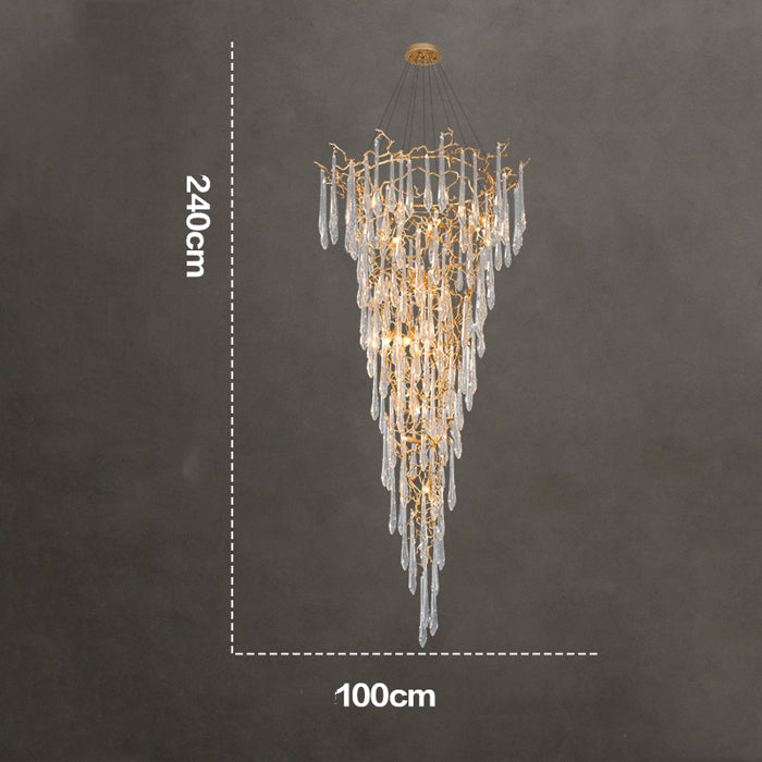 Amboise Crystal Droplet Branch Staircase Chandelier