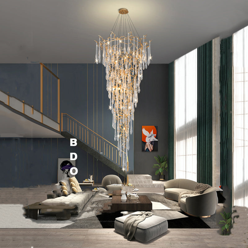 Amboise Crystal Droplet Branch Staircase Chandelier