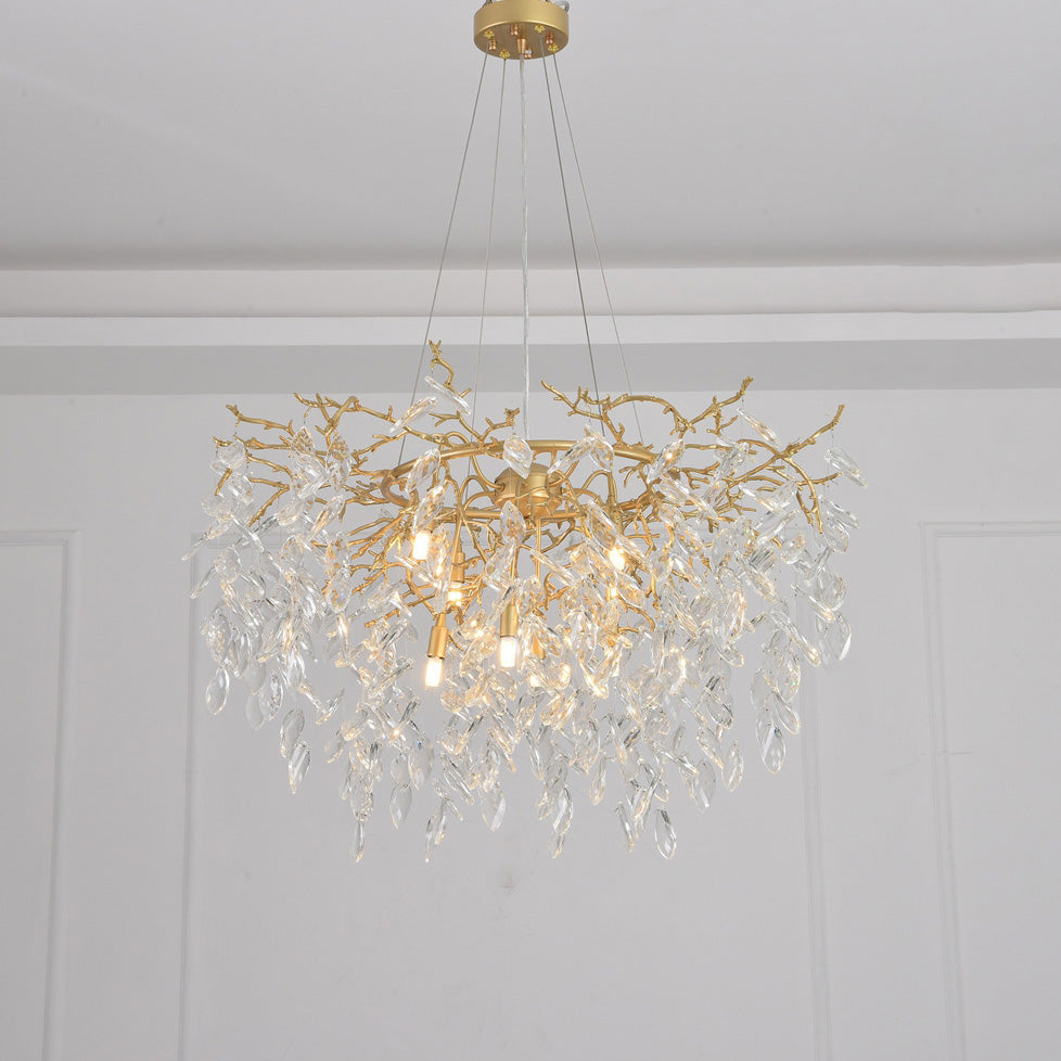 Arianna Round Gold Clear Modern Crystal Chandelier