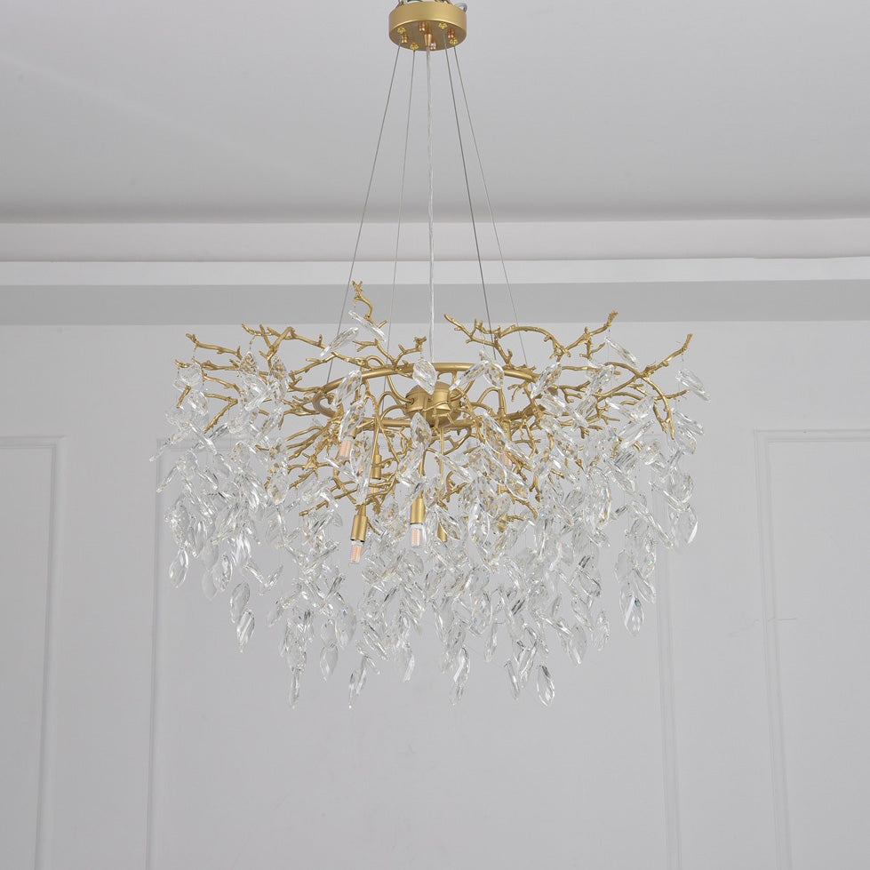 Arianna Round Gold Clear Modern Crystal Chandelier