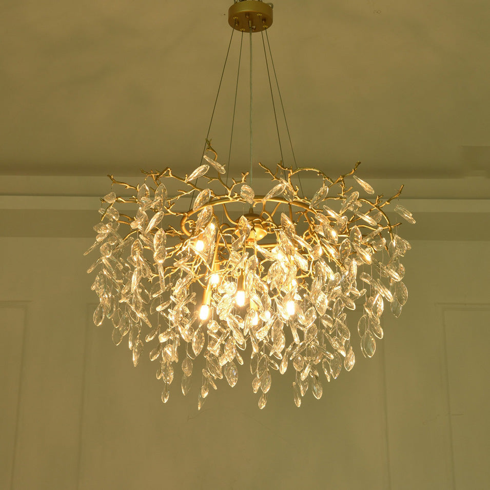 Arianna Round Gold Clear Modern Crystal Chandelier