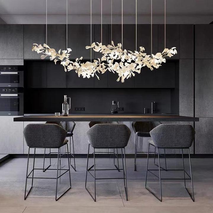 Porcelain Linear Gold Chandelier