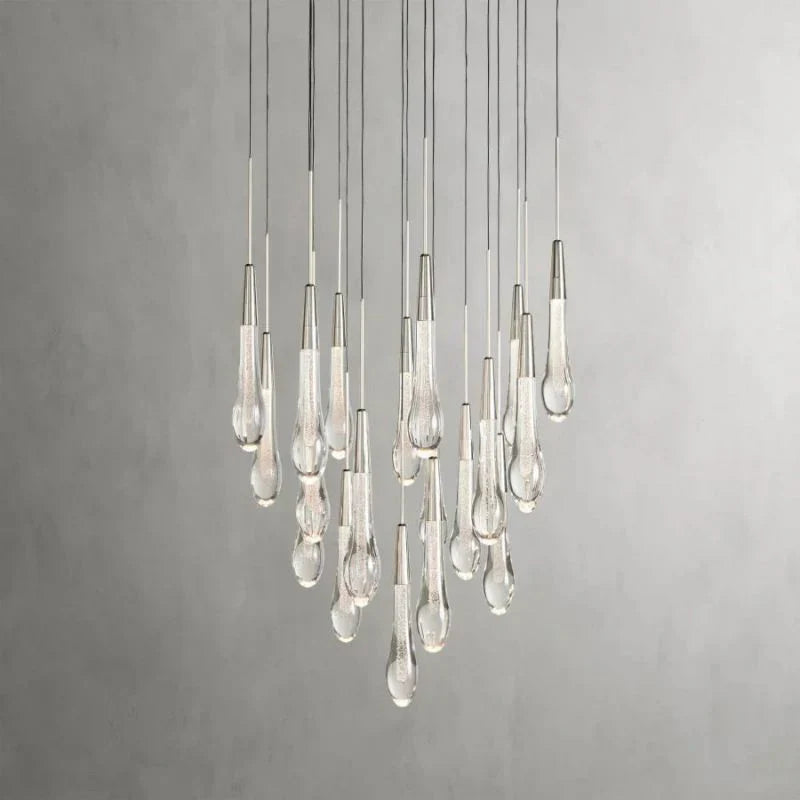 Rain Glass Round Solitaire Chandelier