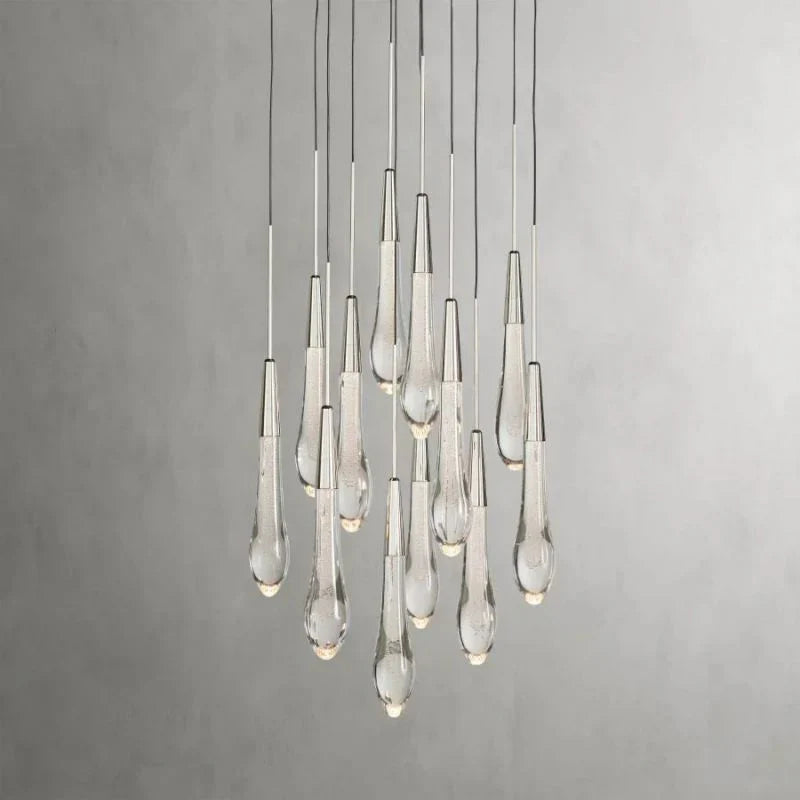 Rain Glass Round Solitaire Chandelier