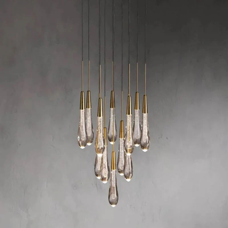 Rain Glass Round Solitaire Chandelier