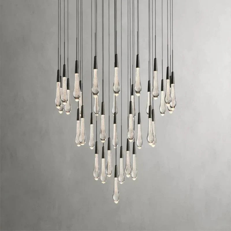 Rain Glass Round Solitaire Chandelier