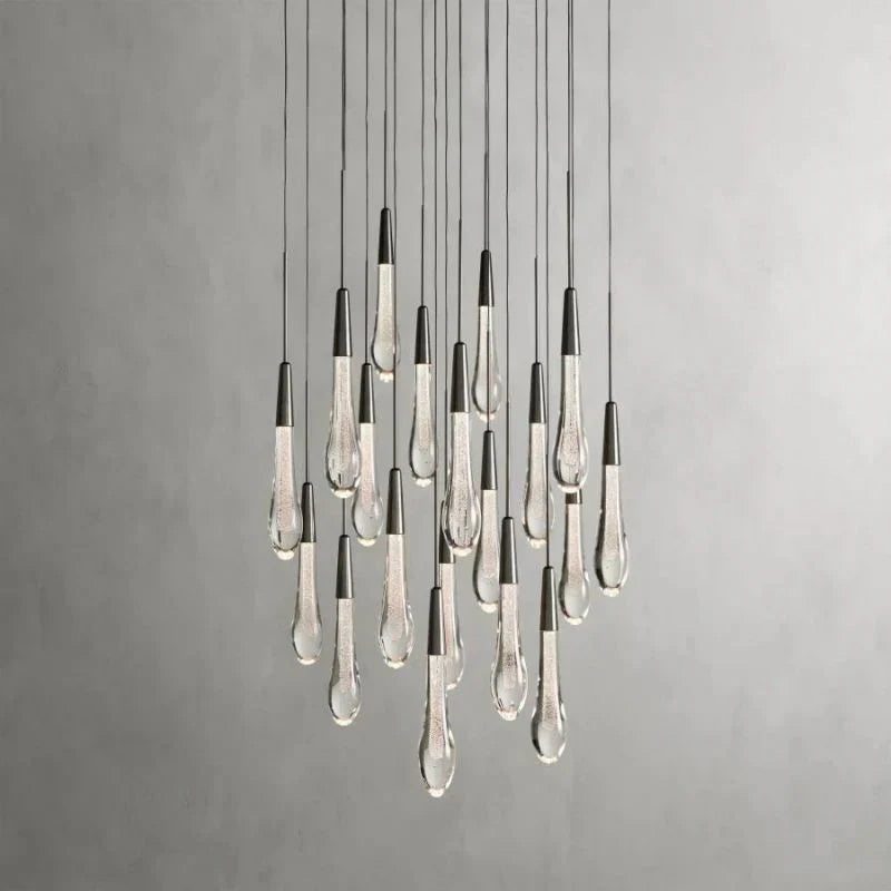 Rain Glass Round Solitaire Chandelier