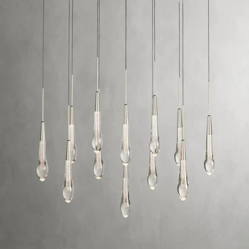Rain Glass Solitaire Linear Chandelier