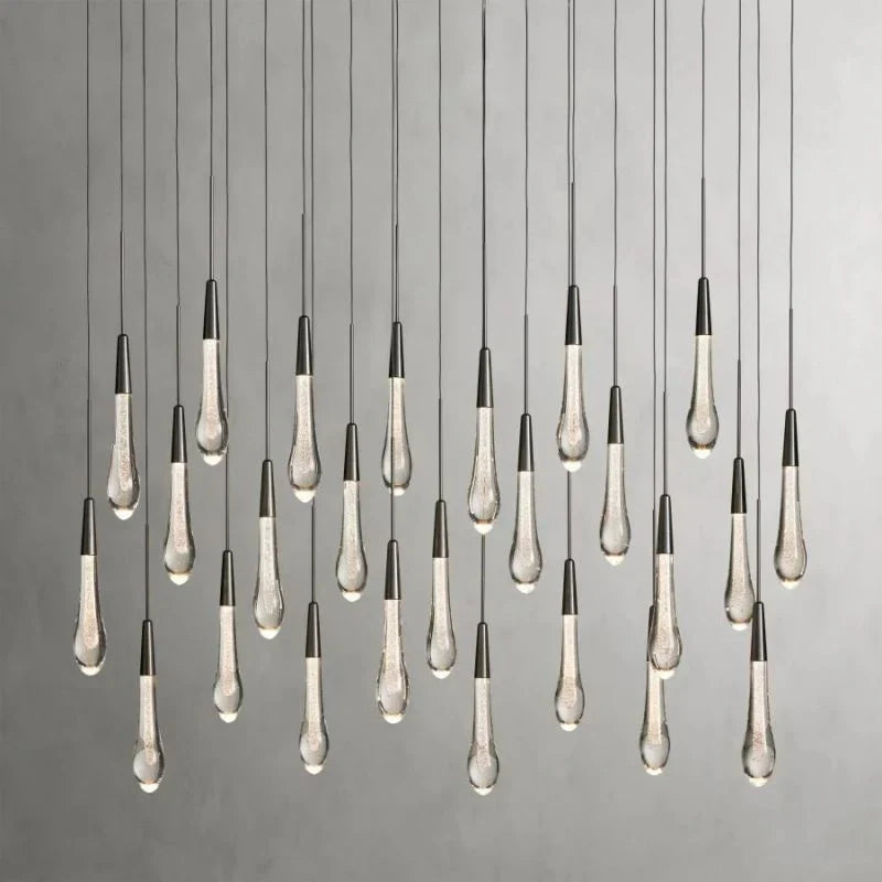 Rain Glass Solitaire Linear Chandelier