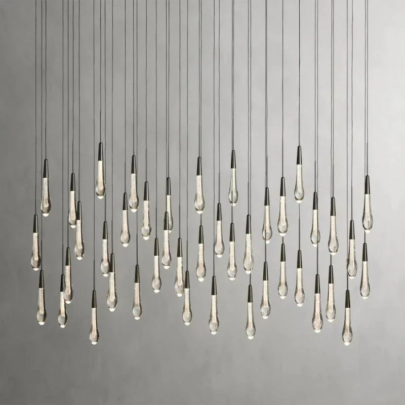 Rain Glass Solitaire Linear Chandelier