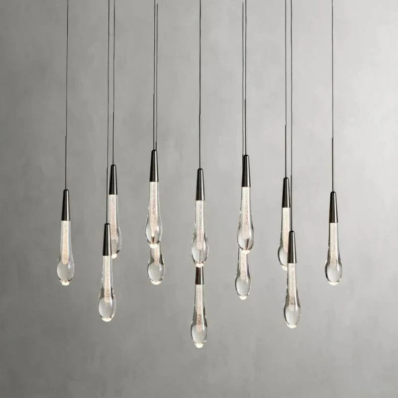Rain Glass Solitaire Linear Chandelier