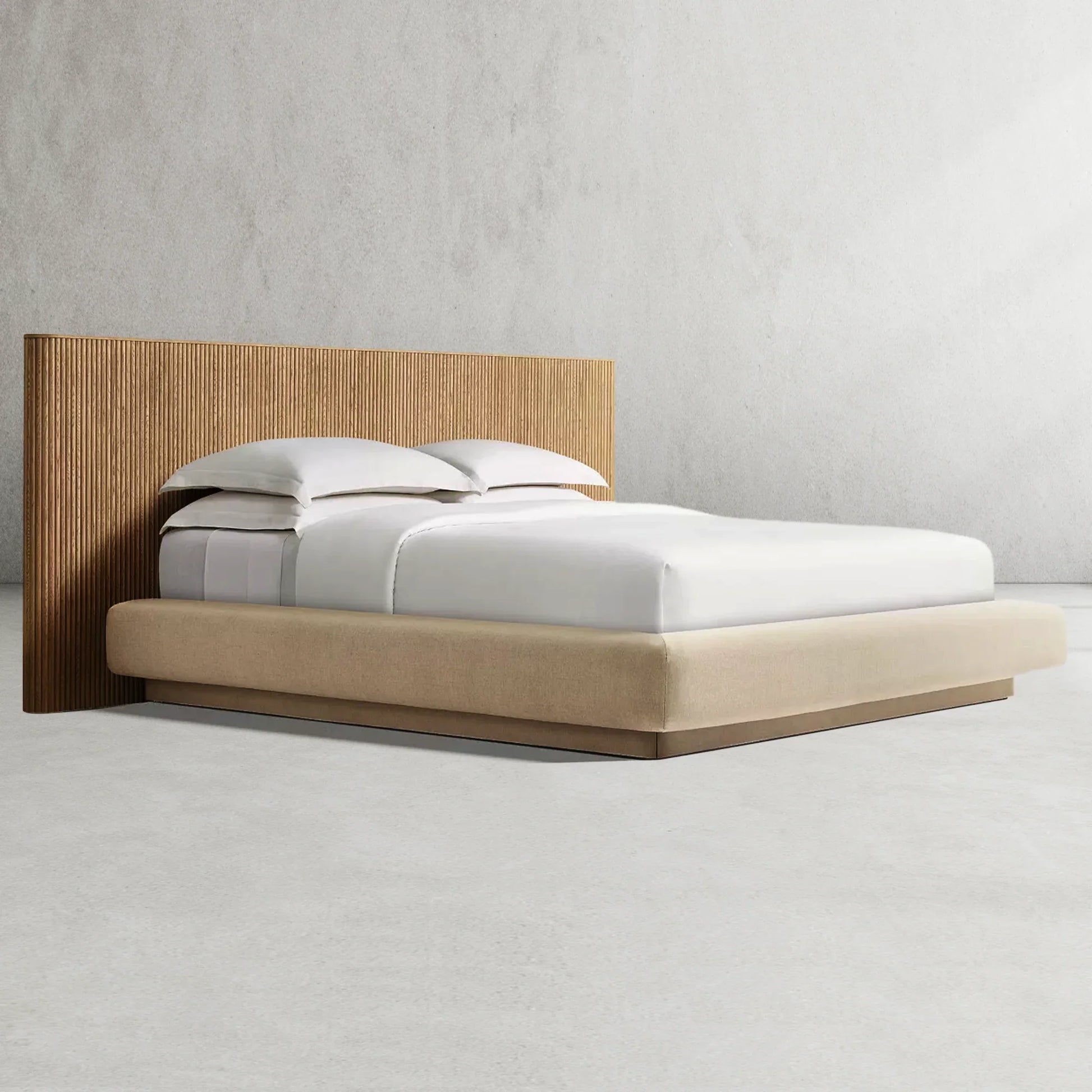 Mulholland Extended Wooden Bed Frame With Fabric Base