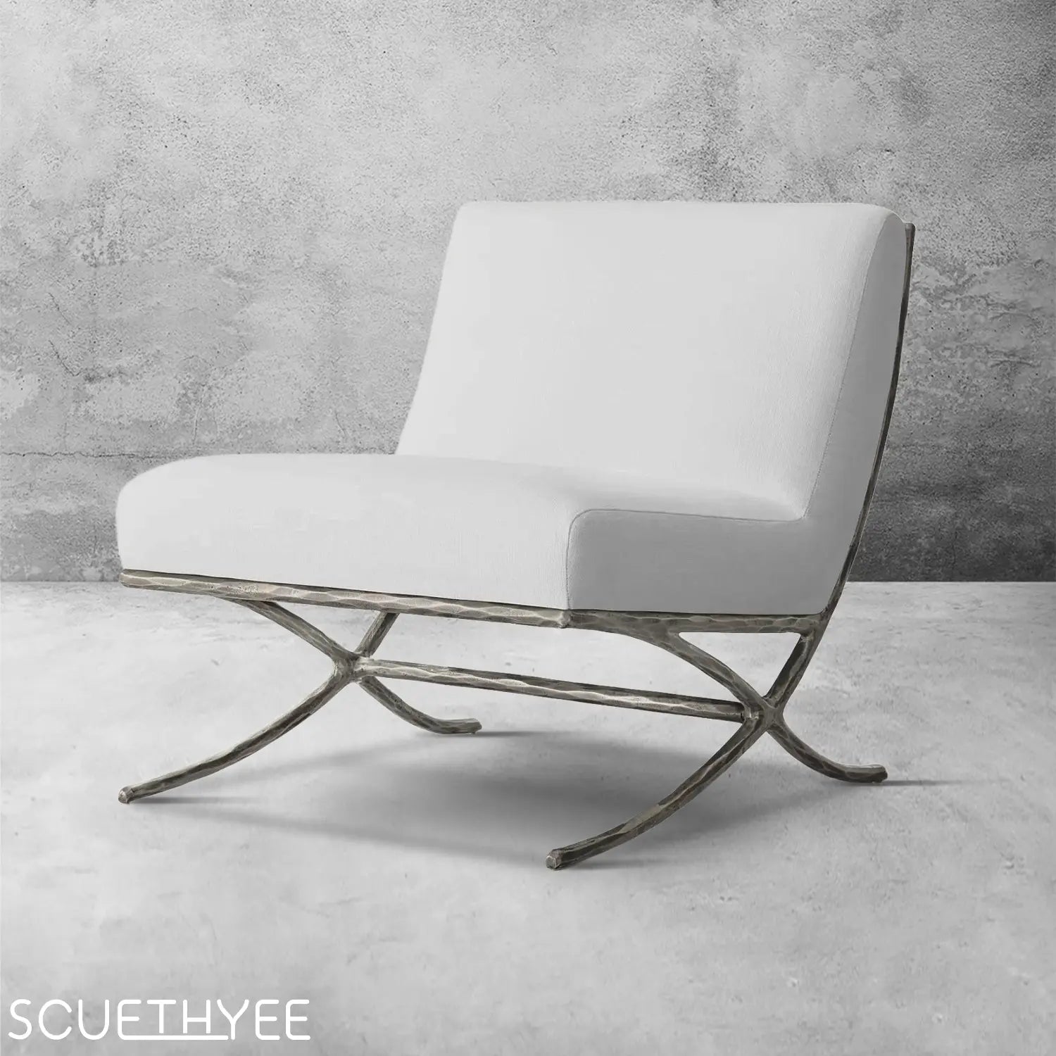 Thaddeus X-base Leather Slipper Chair