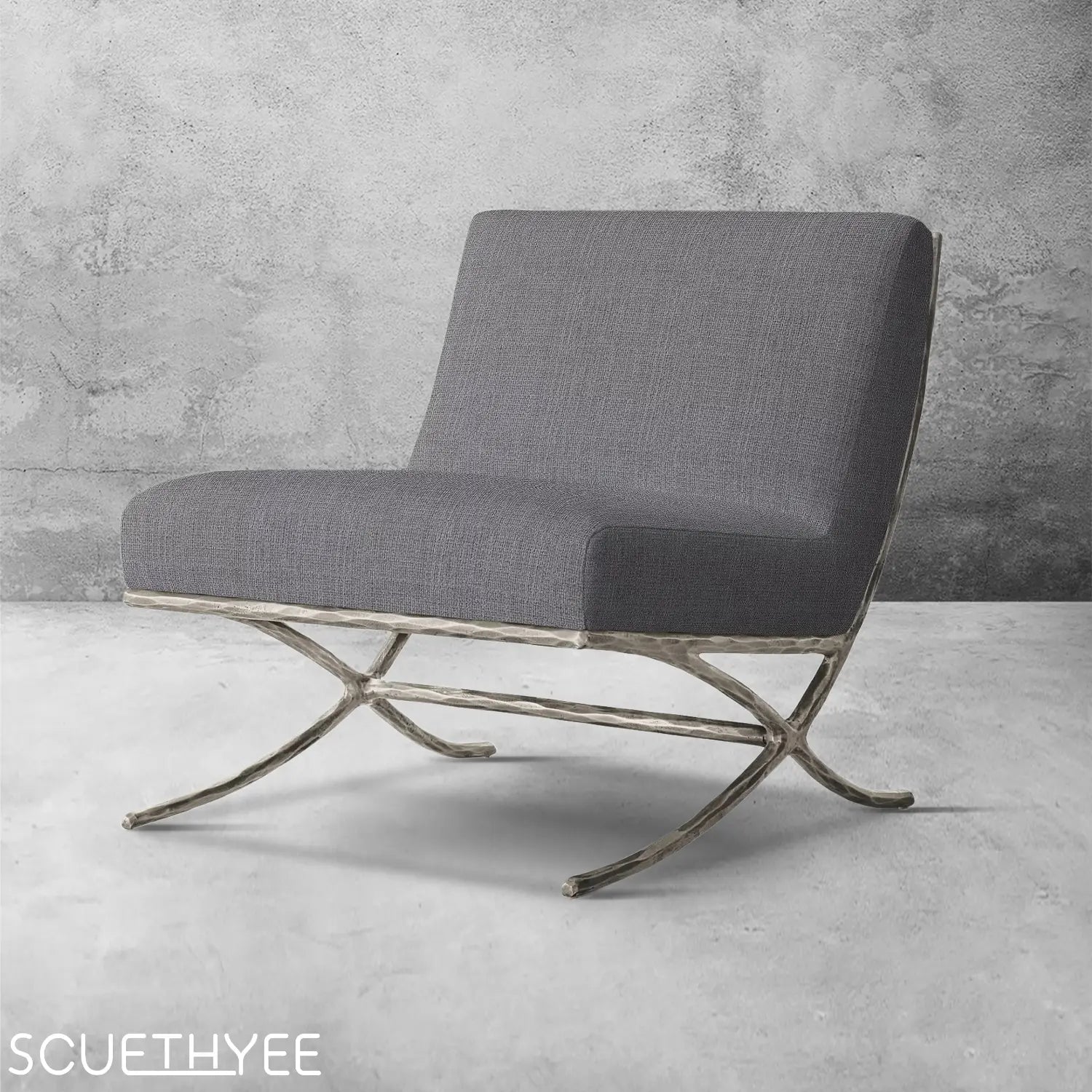 Thaddeus X-base Leather Slipper Chair