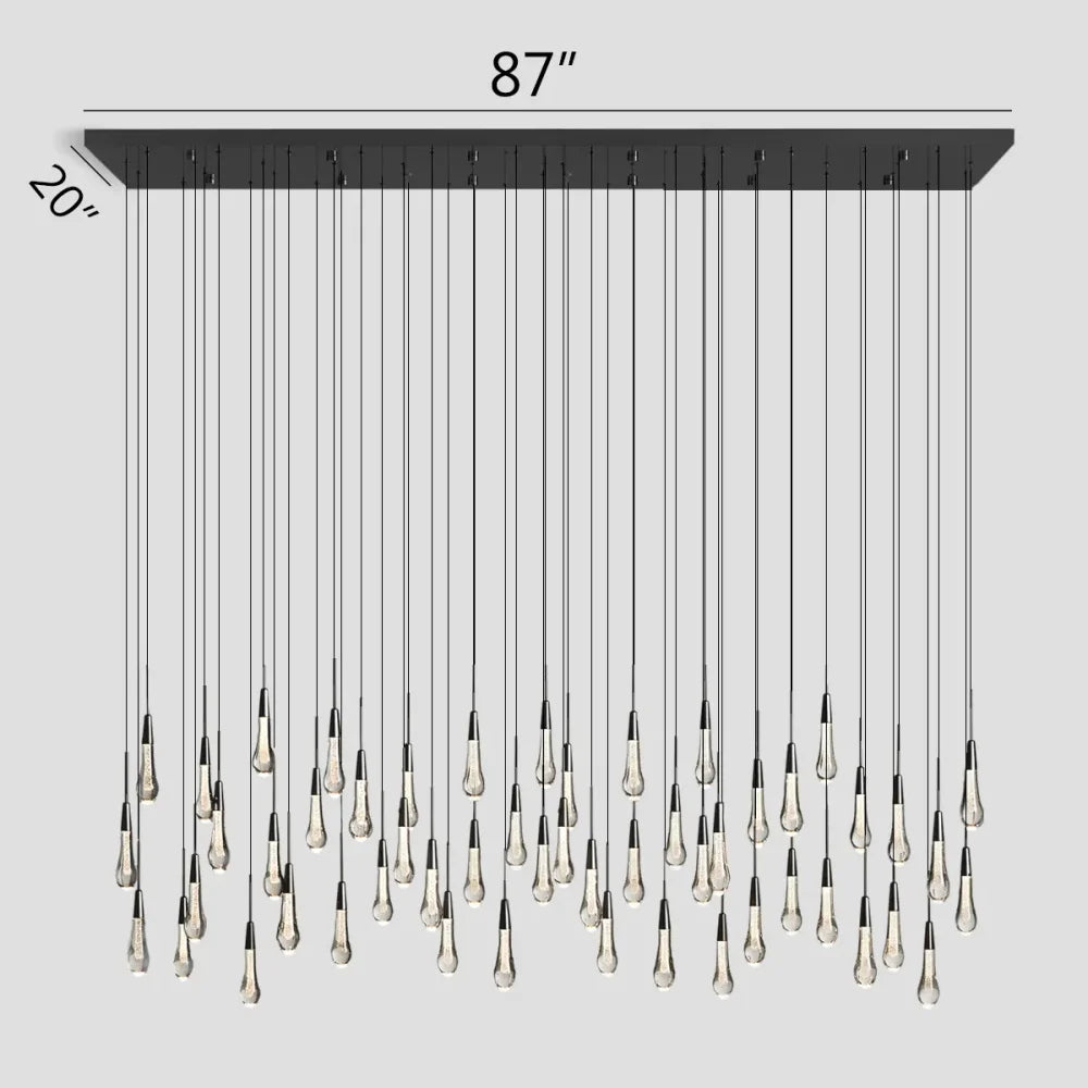 Rain Glass Solitaire Linear Chandelier