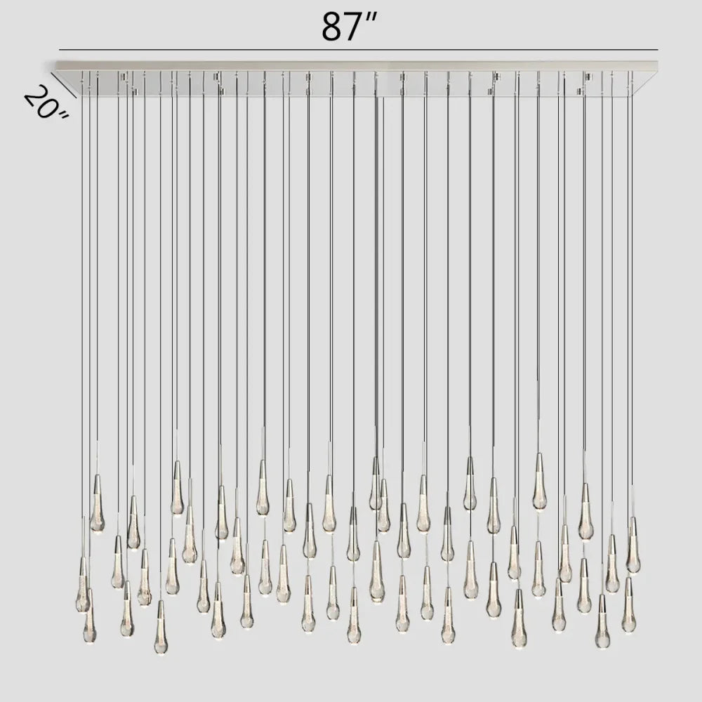 Rain Glass Solitaire Linear Chandelier