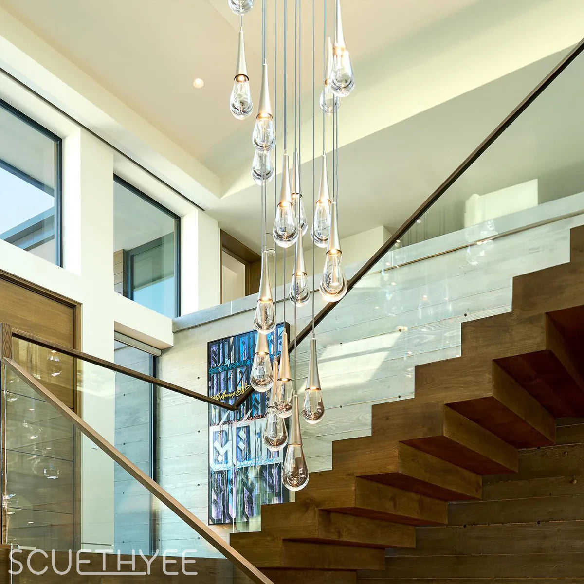 Rain 9-Light Square Chandelier Pendant For Living room Family room Dining Room Bedroom