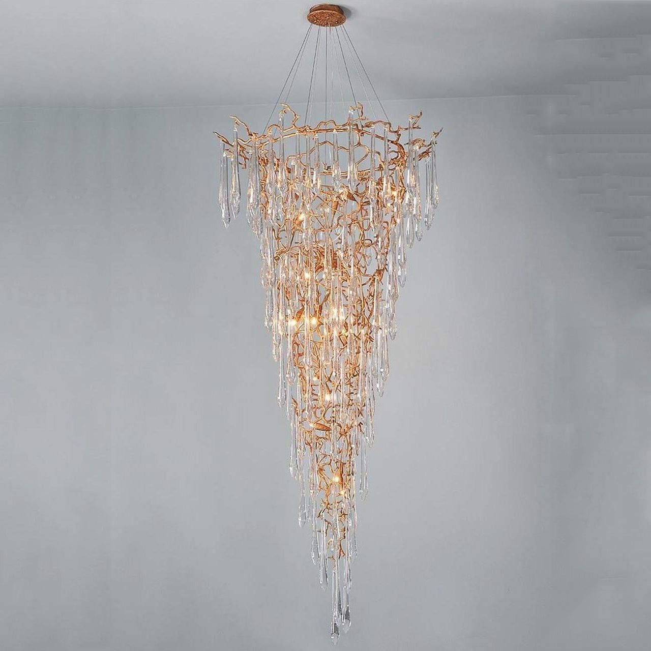 Amboise Crystal Droplet Branch Staircase Chandelier