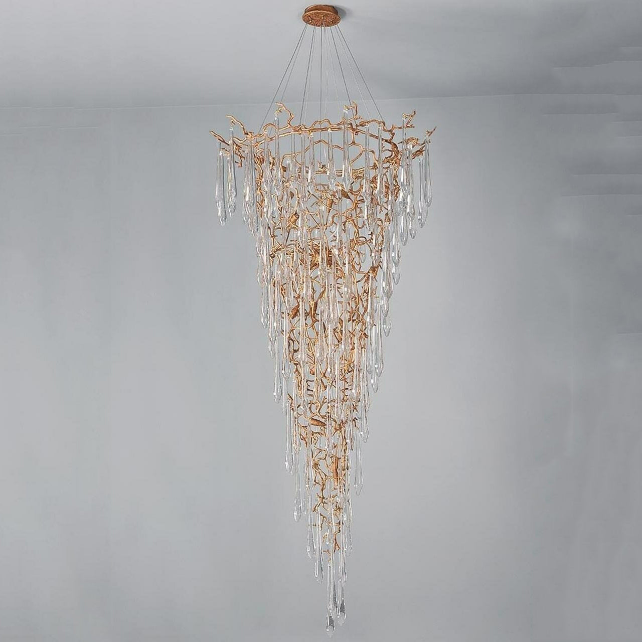 Amboise Crystal Droplet Branch Staircase Chandelier